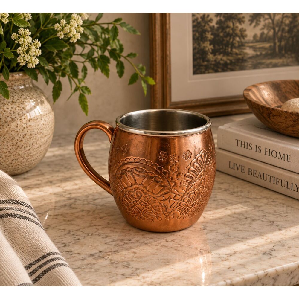 The Pioneer Woman Copper Floral Stainless Steel Mug